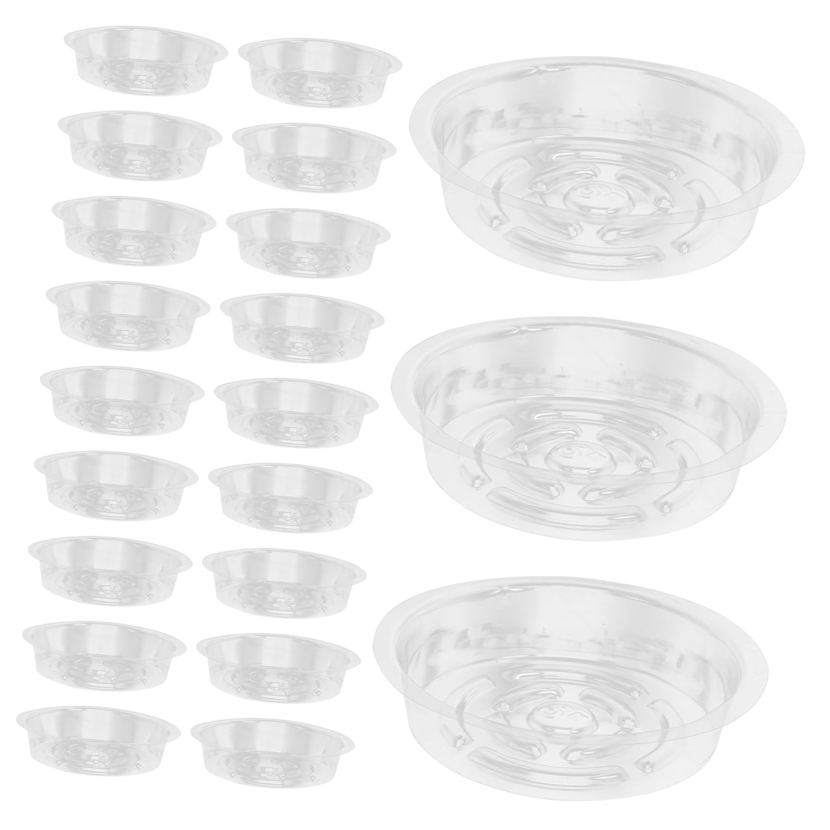 UPKOCH 3 Series Bandejas para Macetas De Plantas Platos Redondos Transparentes De Recogida De Agua Y Suelo para Jardín Y Interior 30 Piezas*3