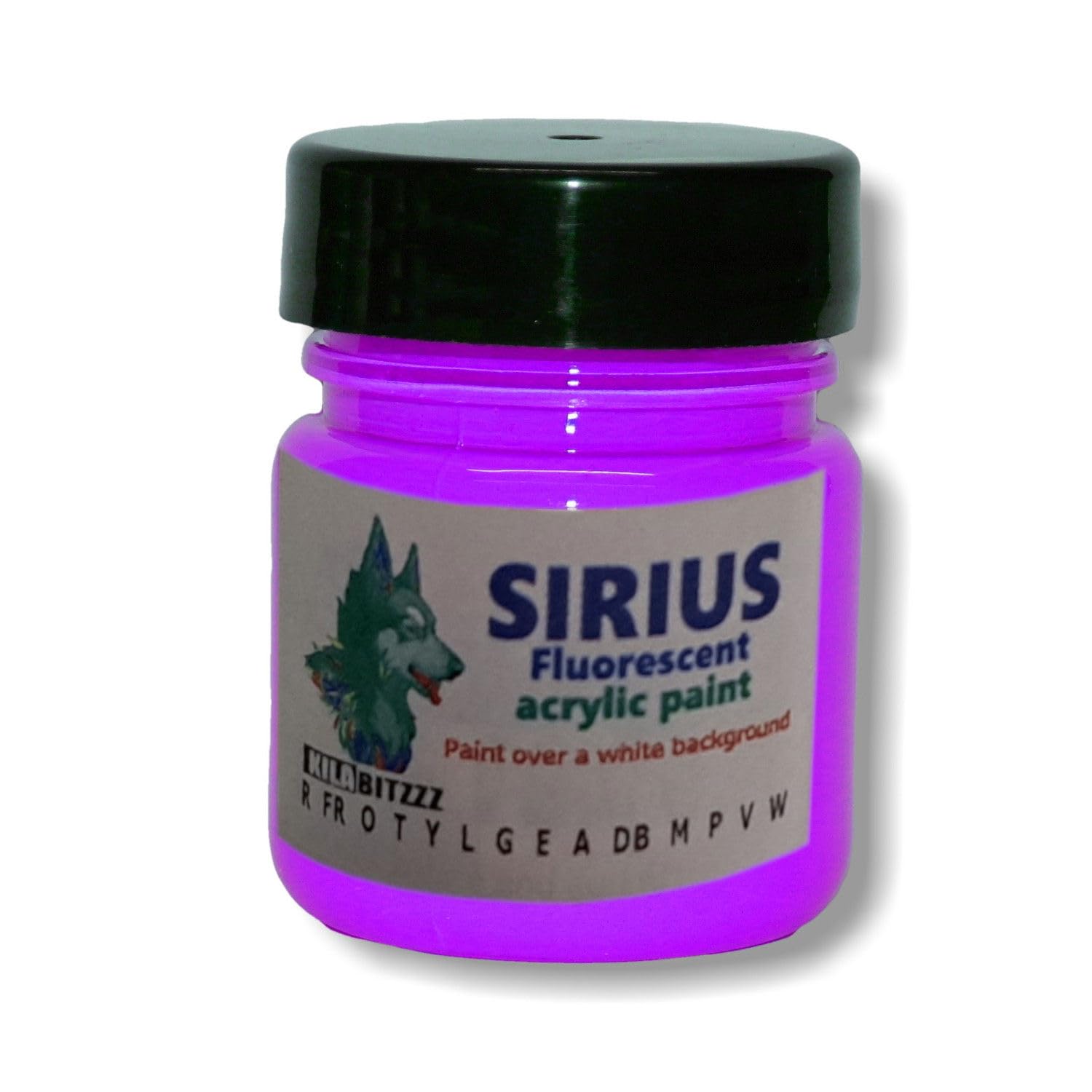 Sirius fluorescent glow acrylic premium paint. Select from 14 cololurs (Violet purple, 30ml)