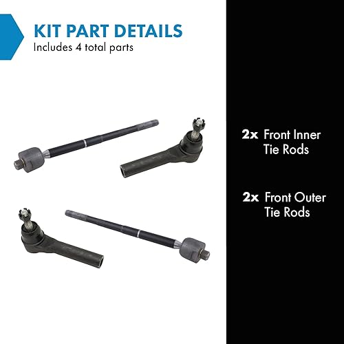 Miniatura 556 de TRQ Juego de varillas de acoplamiento delanteras interiores y exteriores, 4 piezas, compatibles con Chevrolet Cruze 2016-2019 de 16-19 voltios