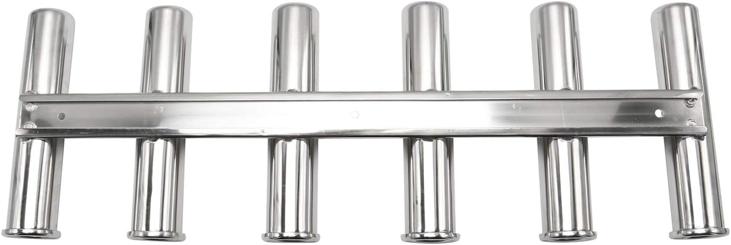 Amarine Made 6 Tube Stainless Steel Fishing Rod Rack Mirror Finish 316 Stainless Steel 6 Rod Rack
