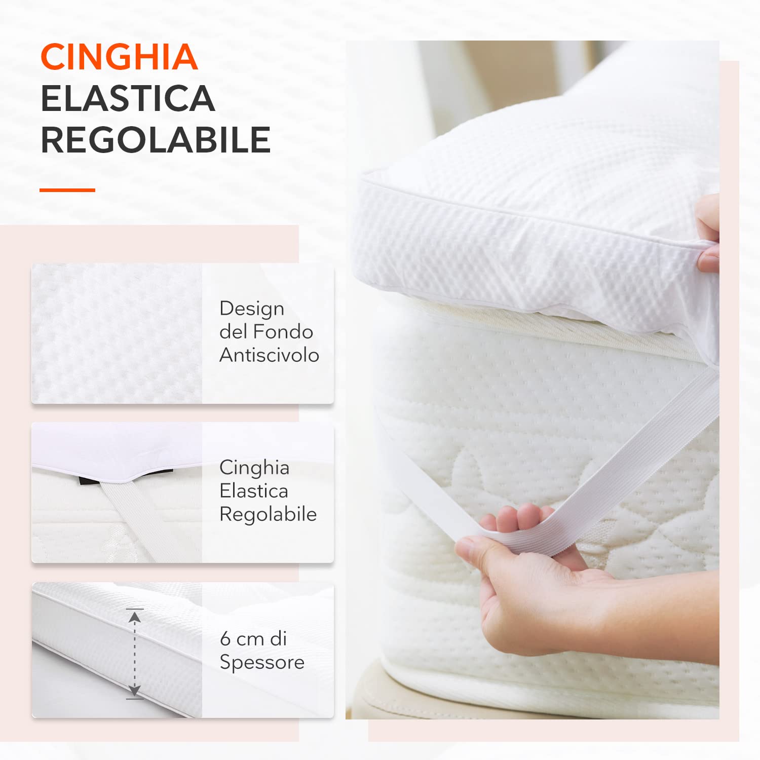 Sweetnight 6 cm Topper Materasso 140x190 Microfibra, Topper Materasso Singolo Extra-Morbido e Facile da Pulire, Supporto Rimovibile, Bianco