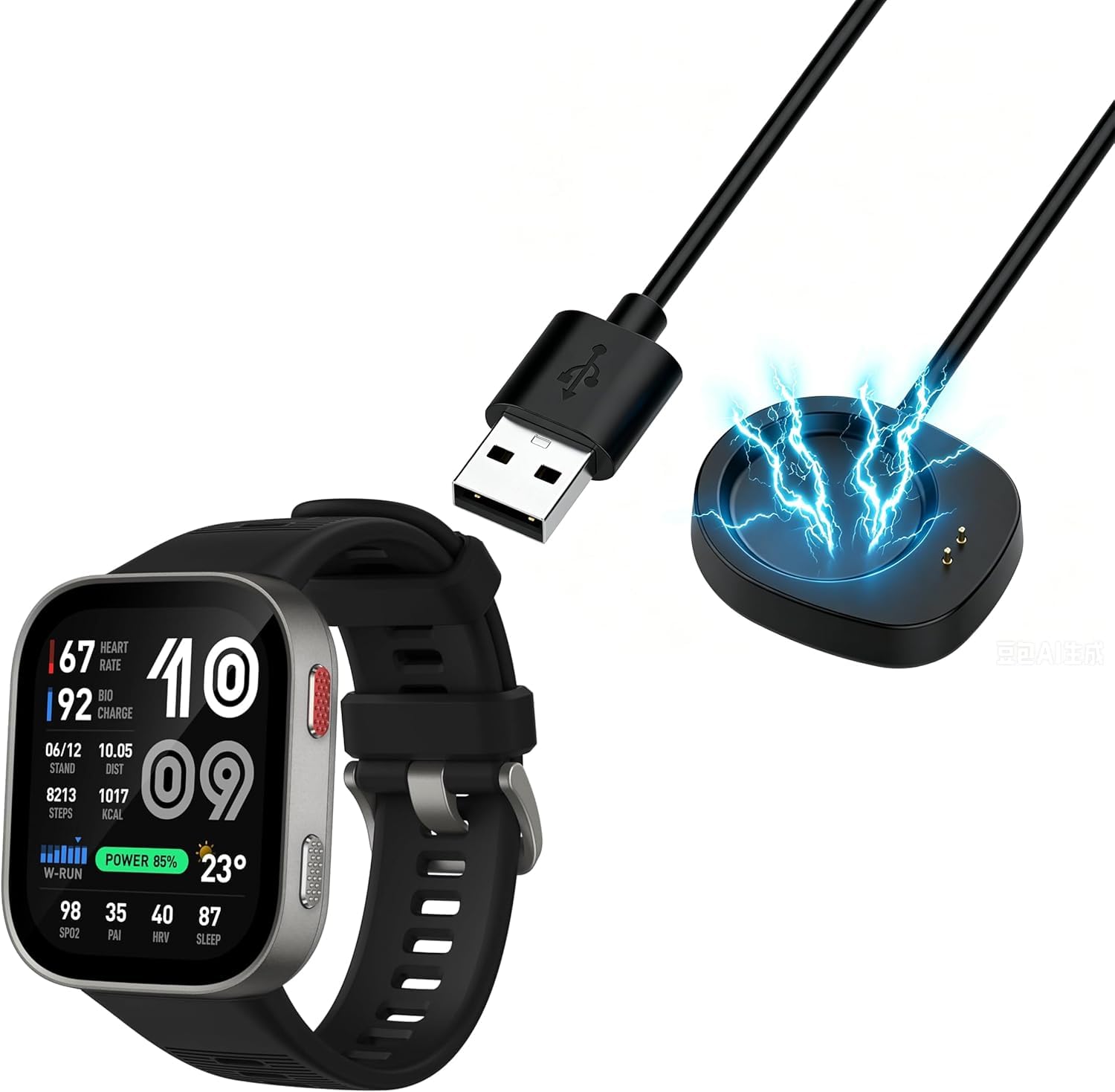 Cable de carga magnética para Amazfit Active Max en la oficina con base imantada de 100cm 7