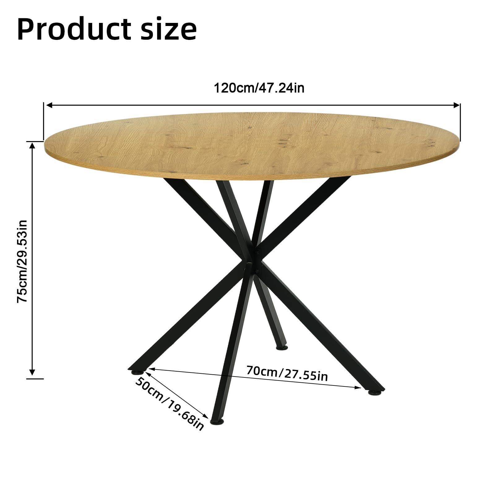 Esstisch Rund 120cm, Küchentisch, Modern Esszimmertisch, geeignet für Esszimmer, Wohnzimmer, Küche, Esstisch Rund Holz für 4-6 Personen, Braun，120x120x75cm