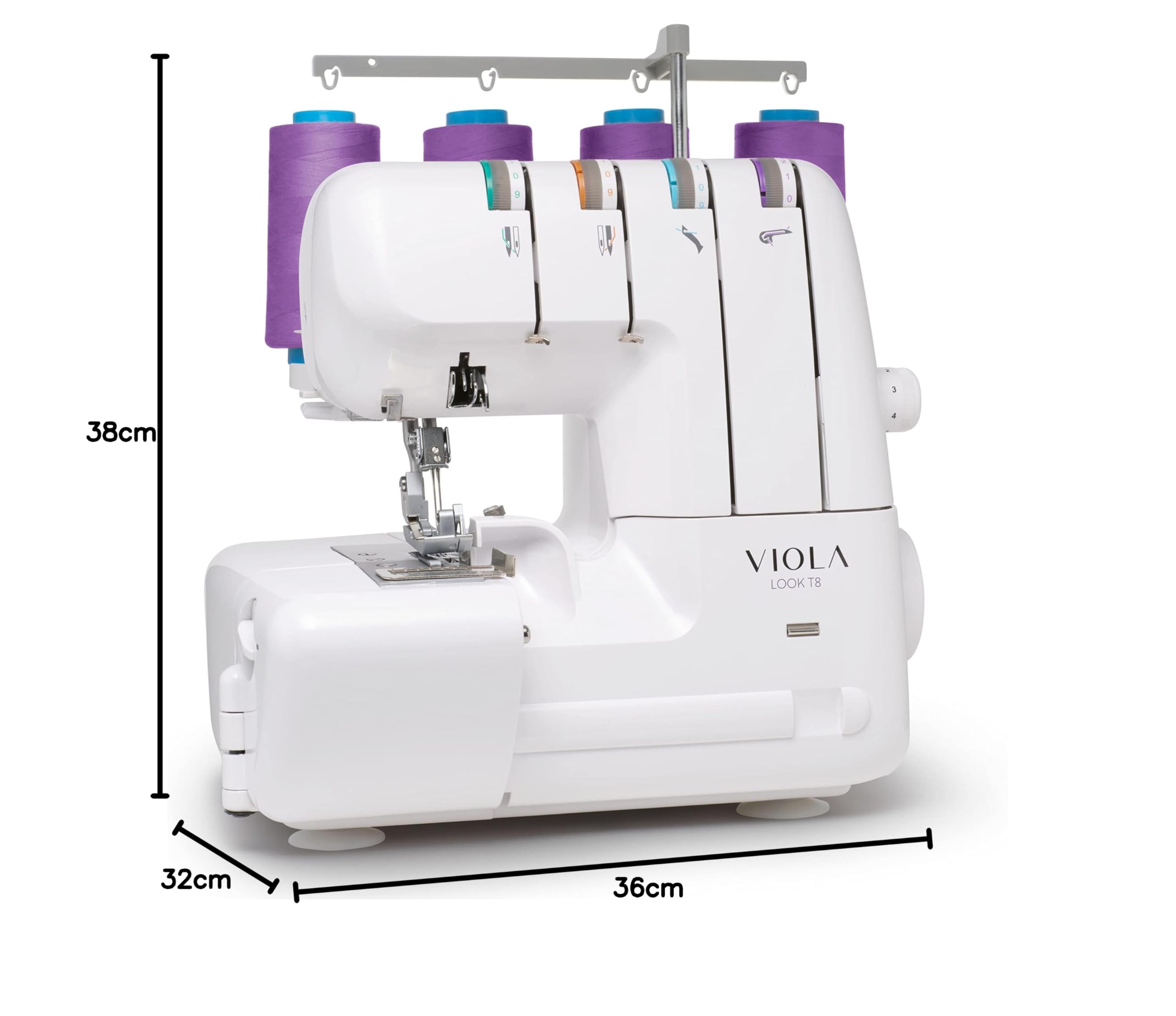 VIOLA LOOK T8 Surjeteuse avec Différentiel, Enfilage Simplifié, Machine à Coudre Overlock Facile à Utiliser 2/3/4 Fils, Lumière LED, Silencieuse