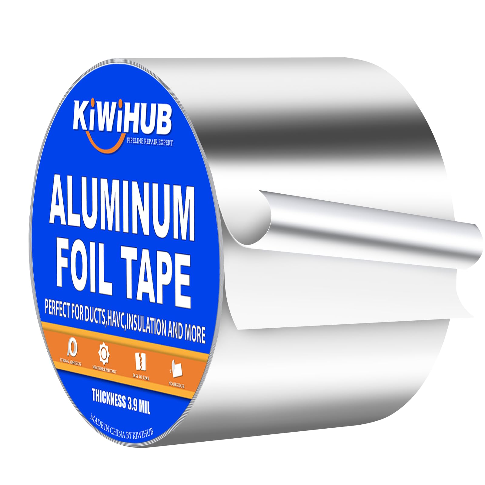Aluminum Foil Tape,3 inch x 65ft(3.9Mil),Heavy Duty HVAC Tape,Insulation Adhesive Metal Tapes for Ductwork,Dryer Vents Pipe,Sealing and Repairing