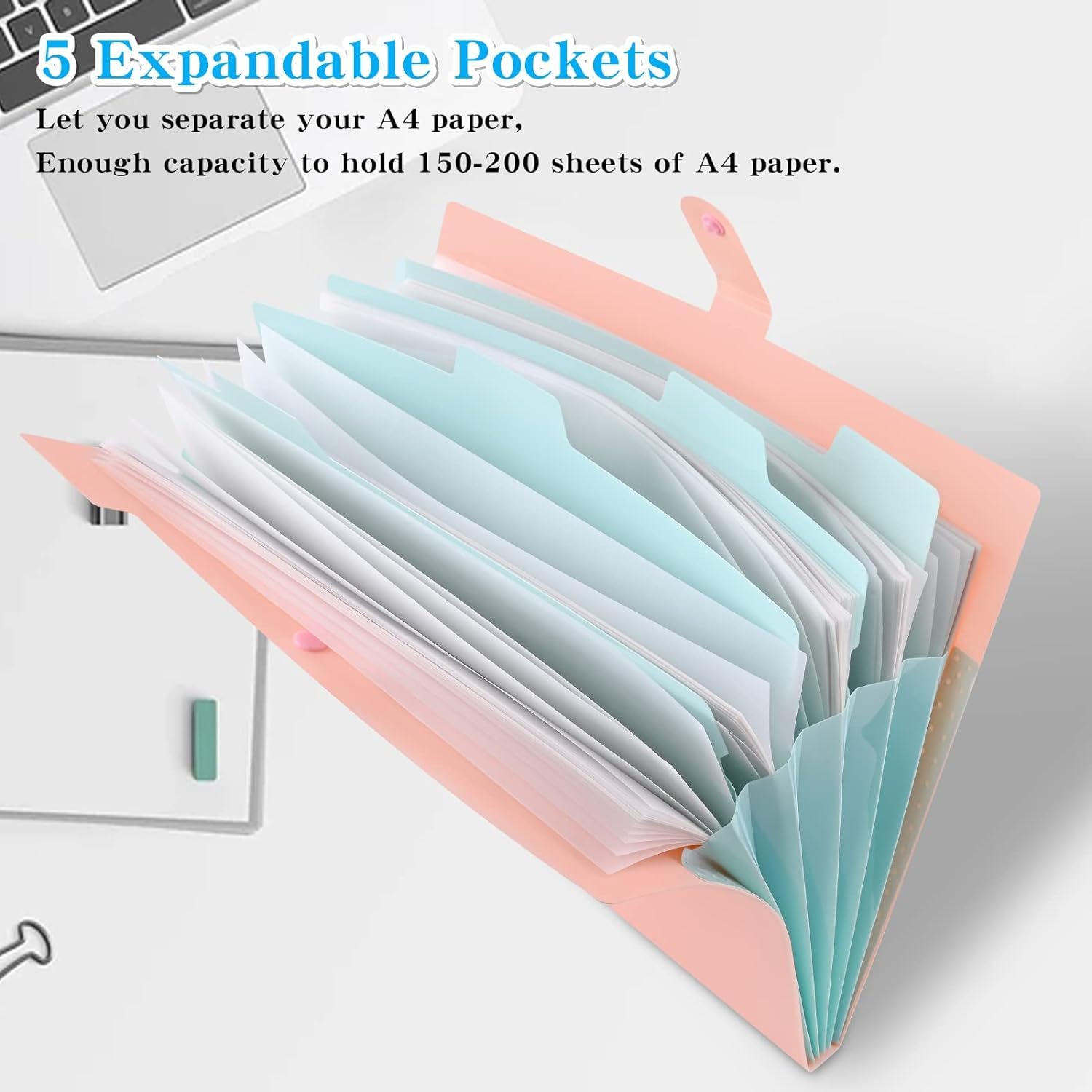 Corslet Fächermappe für Dokumente, A4-Größe, Büro, Studenten, Zertifikat, Organizer, 5 Fächer, mehrfarbig, 3 Stück