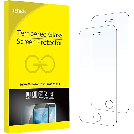 JETech Screen Protector for iPhone SE 2016 (Not for 2020), iPhone 5s, iPhone 5c and iPhone 5, Tempered Glass Film, 2-Pack