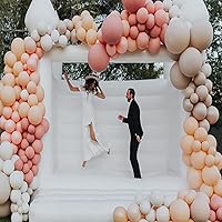 Vista 2 de Inflatable White Bounce House Castle with Air Blower White Jumper Bouncy Castle Wedding Decorations Jumping Bed for Party 13ft x 115ft x 10ft