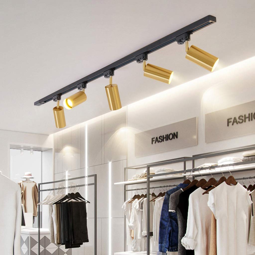 Faretto da Soffitto, Faretti Faretti a Binario a LED Faretti da Parete Rotanti, Ottone, Lampada Singola 5W, Illuminazione Cucina Soggiorno (Colore : 3 Heads, Dimensioni : White Light)