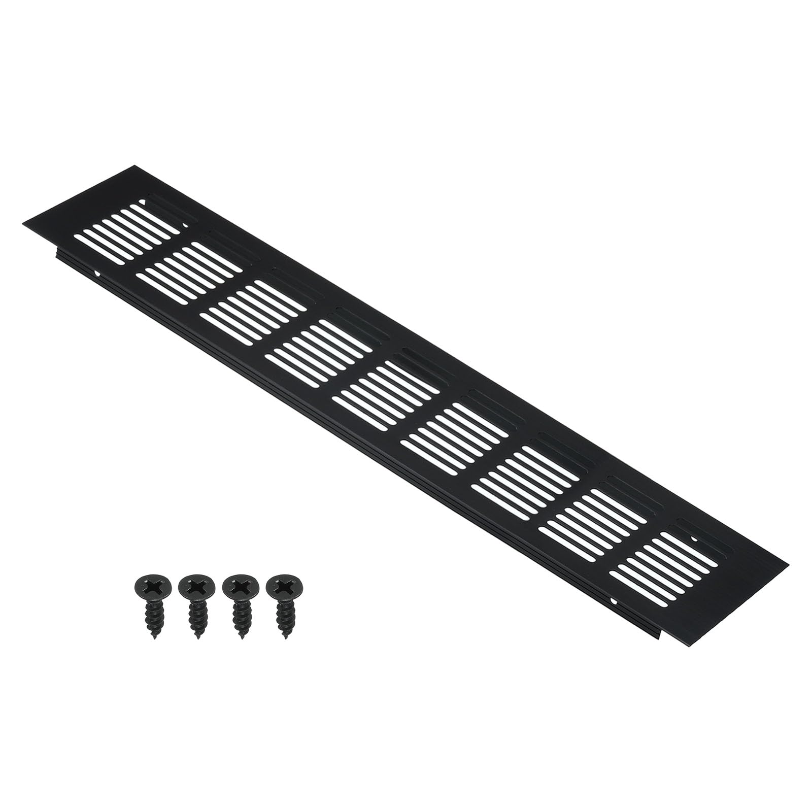 PATIKIL 16 x 3 Inch Door Air Vent Cover, Aluminum Grille Ventilation Cover Louvered with Mounting Screws for Cabinet Wardrobe Door, Black โ image 1