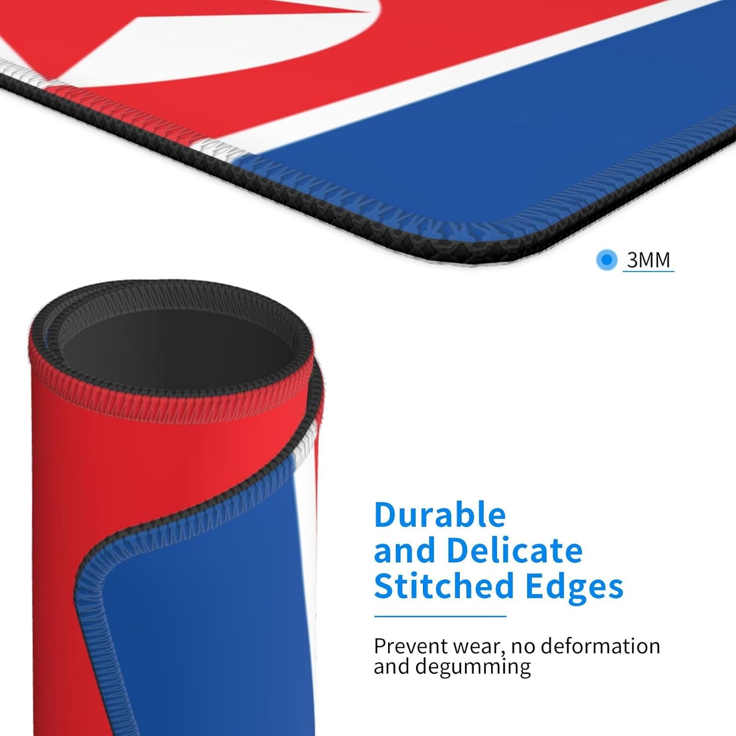 Customized North Korean Flag Mouse Pad - Unique Design for Gaming & Office, Full-Color Print, Non-Slip Rubber Base, Perfect for Laptop & Computer Desks image 4