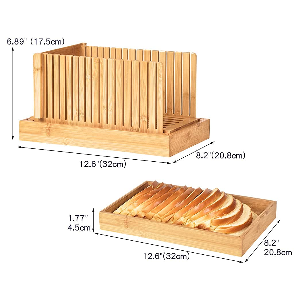 Vastsea Trancheuse à Pain Pliable En Bois De Bambou, Trancheuse à Pain, Trancheuse Réglable Pain