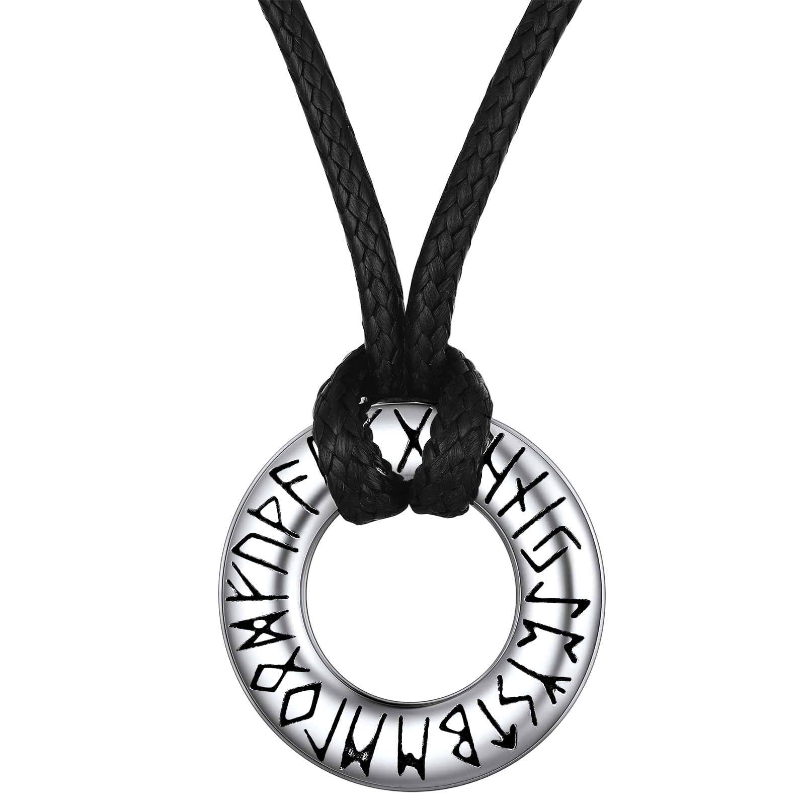 FaithHeart Collar Vikingo Runas Acero Inoxidable 316L Hombre Mujer Letras Alfabetos Rúnicos Joyería Espiritual Nórdica de Talismán de Familias Parejas