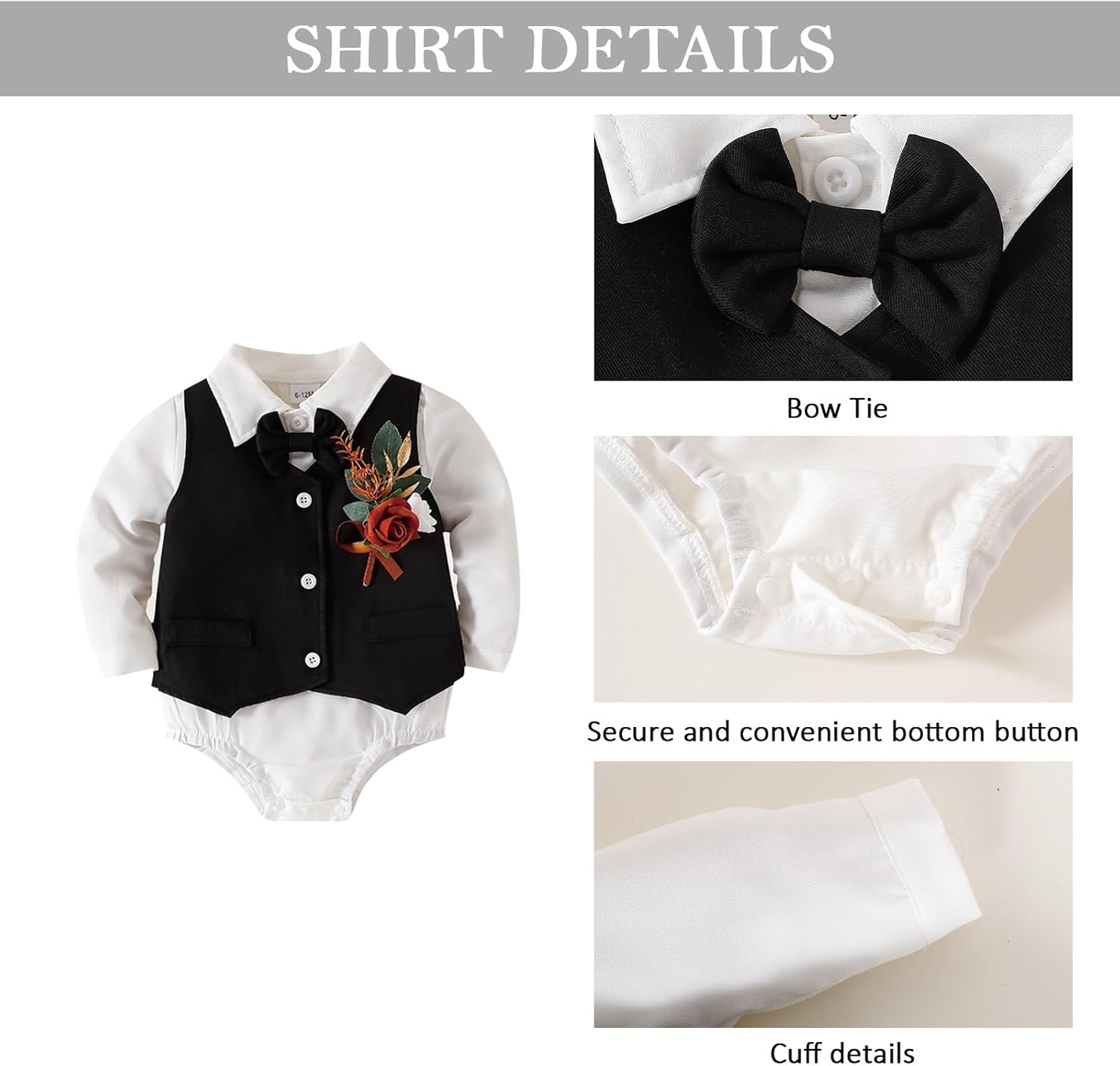 Chichoo Baby Boy Clothes Suits Infant Gentleman Wedding Outfit Newborn Formal Collared Dress Tuxedo Baby Suit Set - Image 4