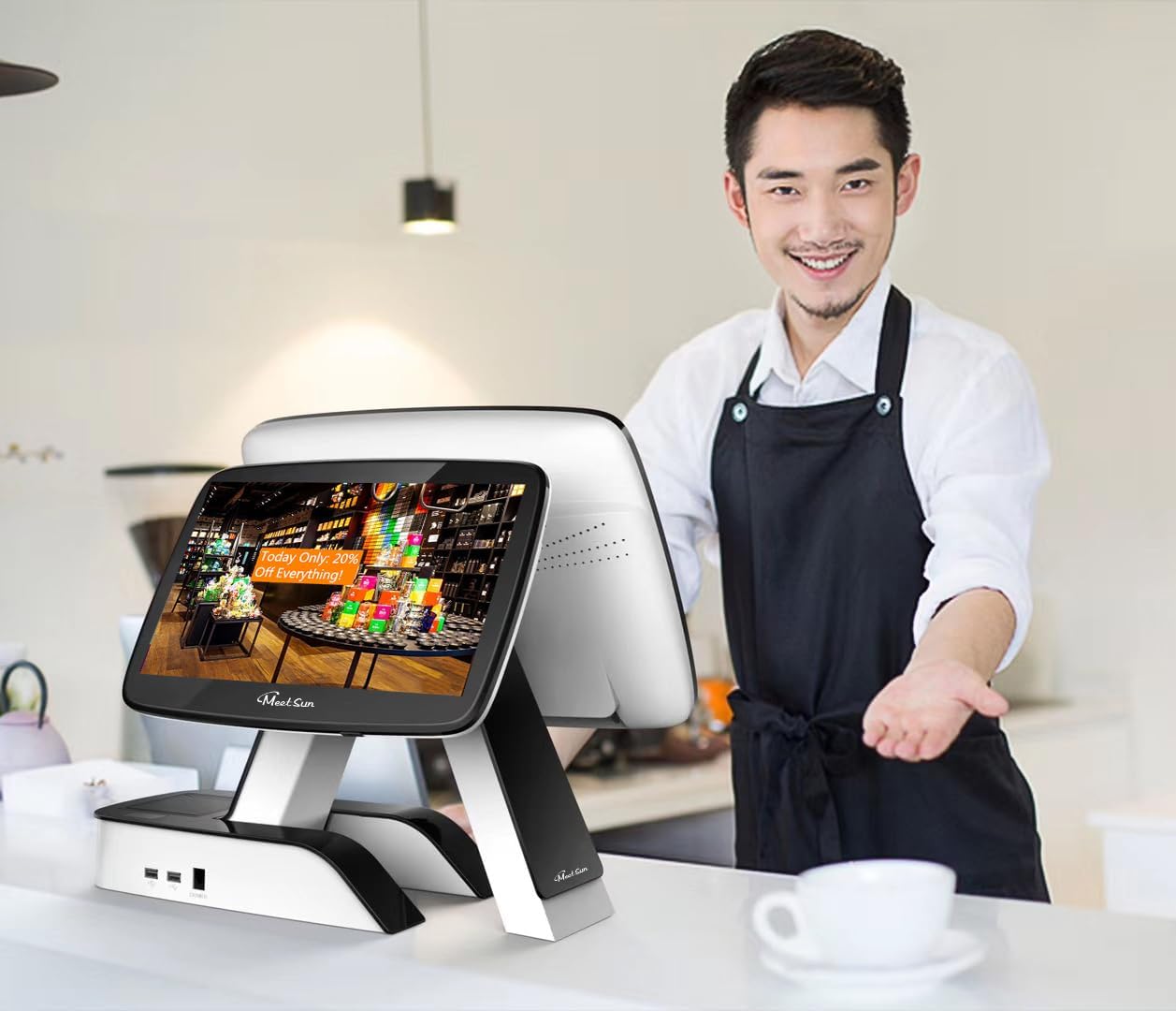 (Ship from USA) POS Cash Register 15'' Touch Screen Windows PC with Built-in 2 1/4'' Thermal Receipt Printer for Retail Businesses SET04