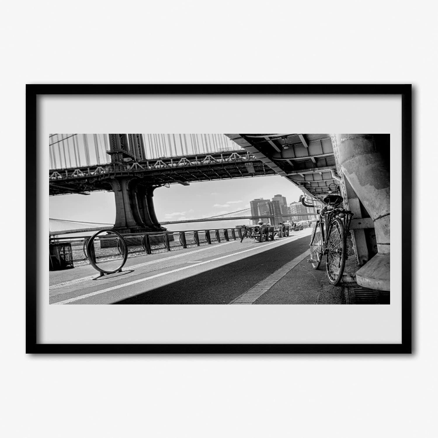 Tulup Marco Póster 100x70cm Cartel Enmarcado Cuadro de Pared Cuadros Decorativos Decoración Paredes de Sala, Dormitorios y Cocina Arte Mural - Arquitectura del Puente de la Bicicleta