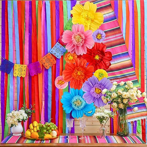 Image of Crowye 12 Pcs Large Colorful Tissue Paper Flowers Decorations Giant Fiesta Craft Crepe Paper Flowers for Wall Decor Backdrop Mexican Wedding Birthday Carnival School Party (10'' 20'',Cute Color)