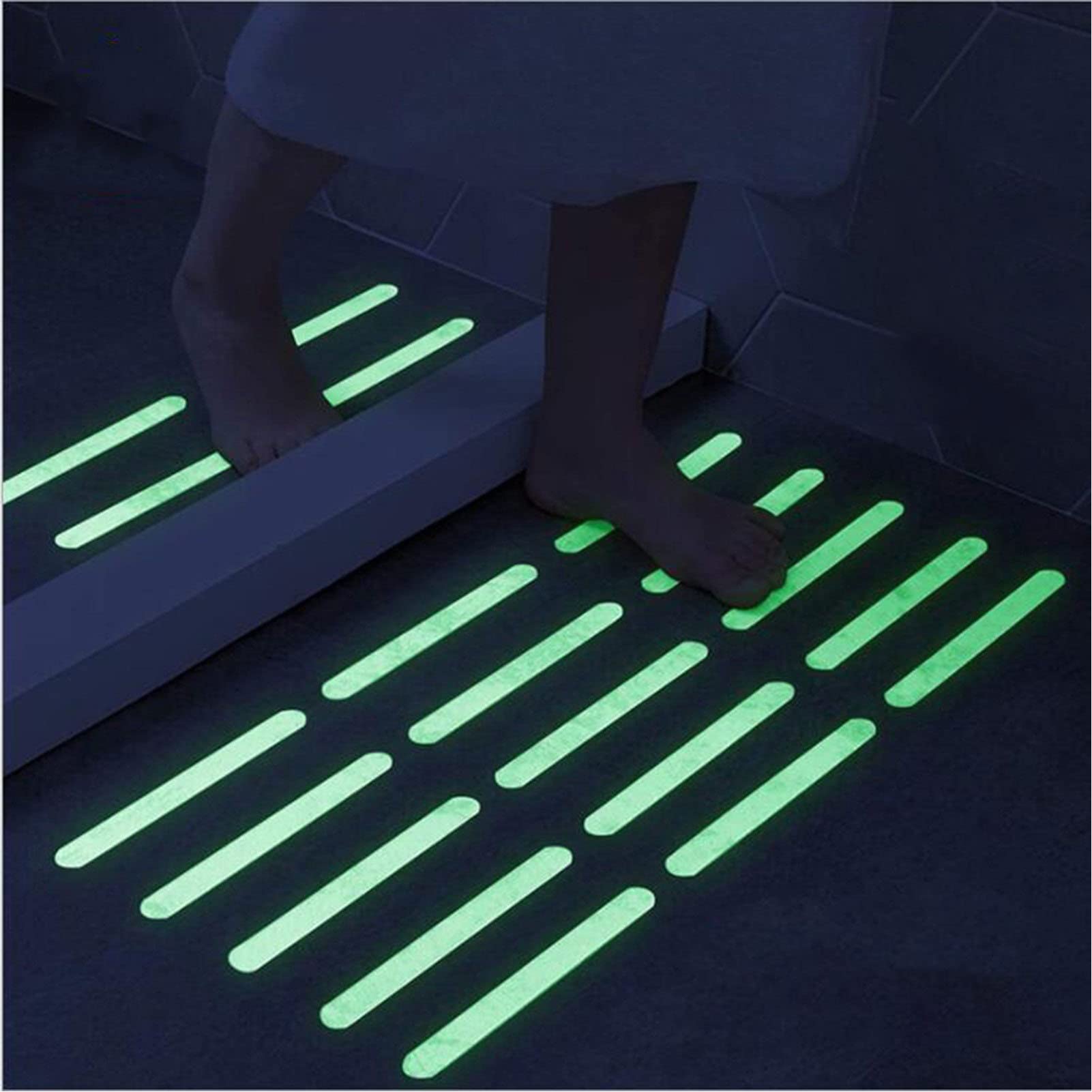 Marquage Escalier Lumineux Bandes Phosphorescentes Tissting 20x2cm - Autocollants Lumineux Pour Sécurité Escaliers Et Portes Bande Phosphorescente