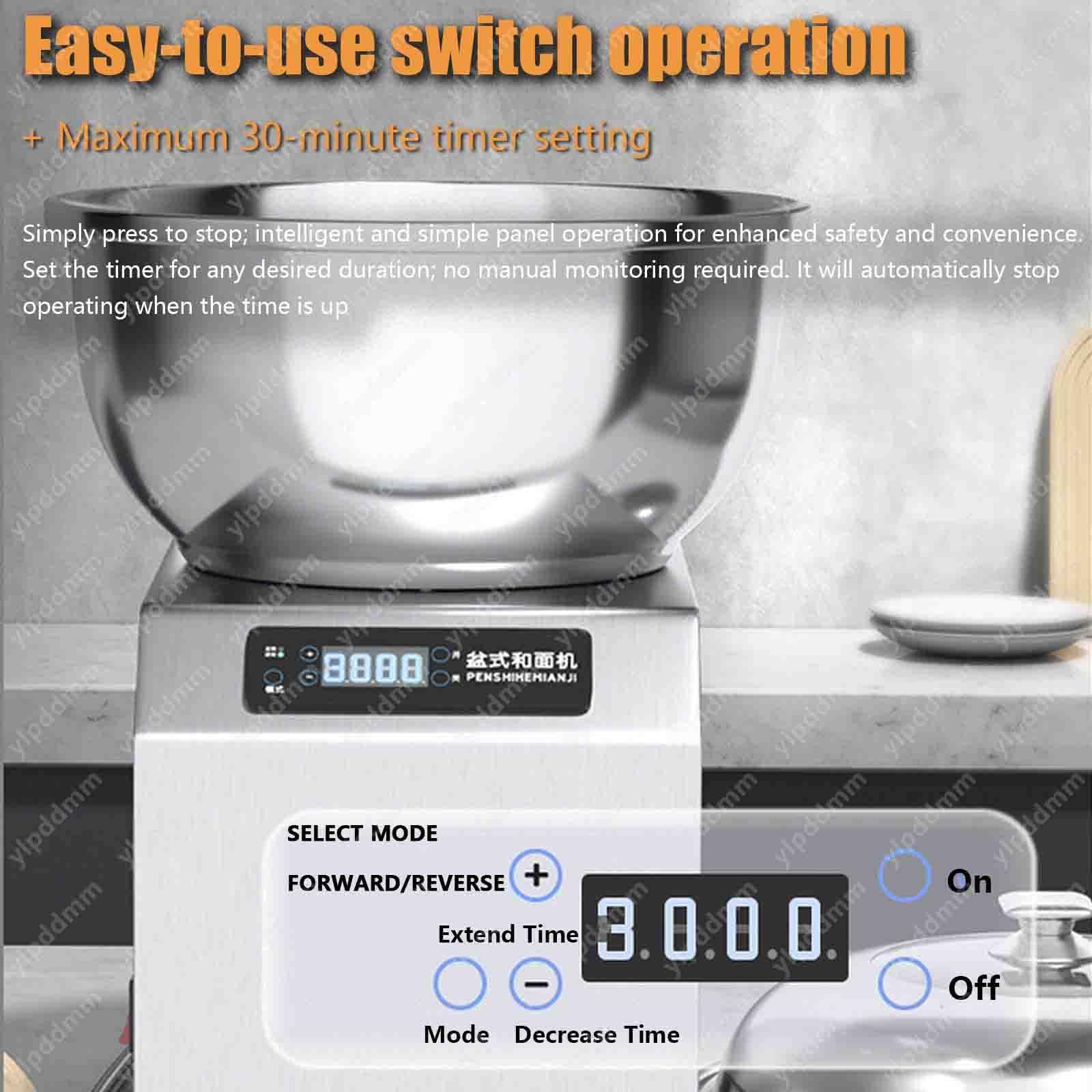 Miscelatore Di Pasta Commerciale, Impastatrice Professionale per Farina 8KG | impastatrice a Spirale Elettrica da 1400 Giri/Min, con timer per ristoranti, pizzerie e panetterie