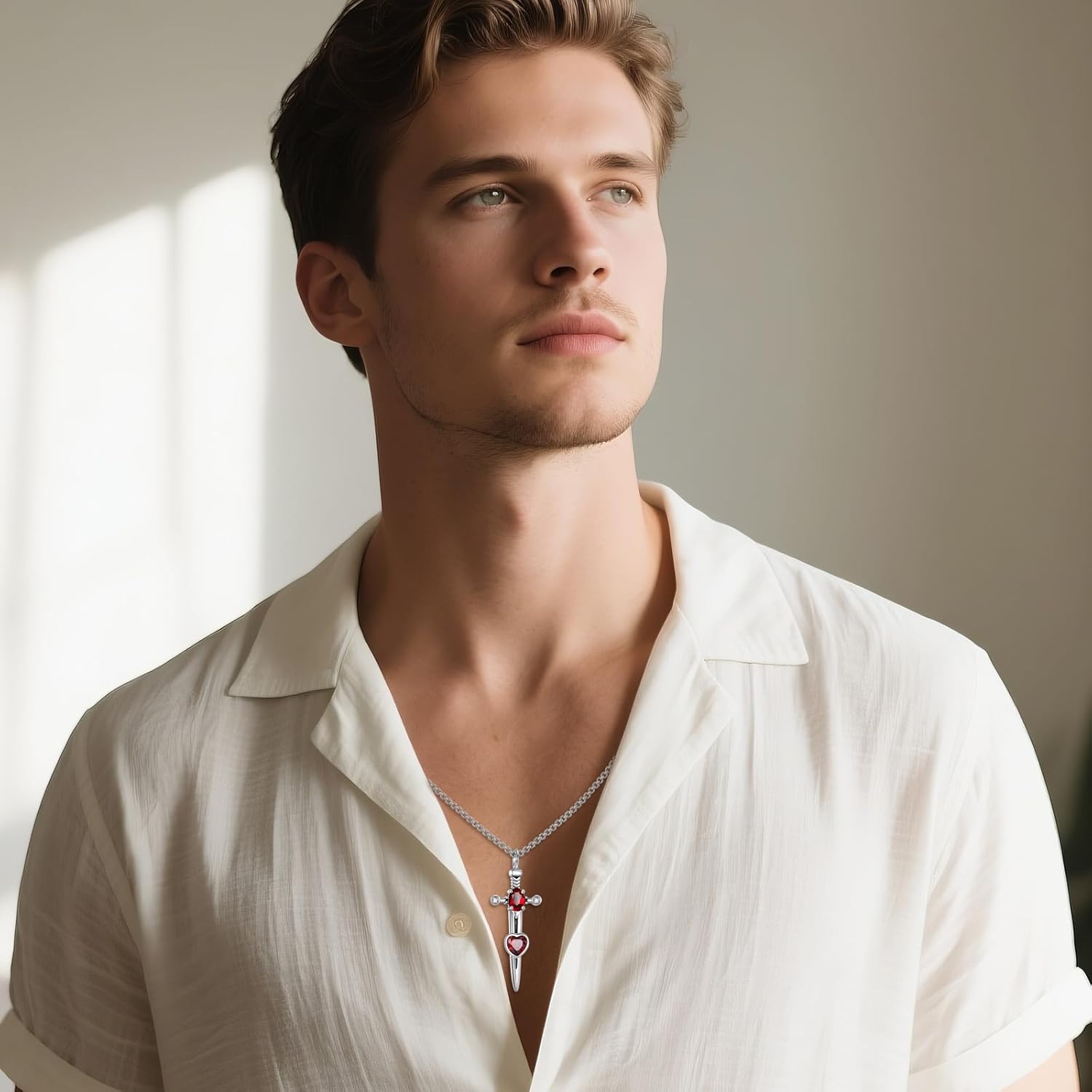 Sword Necklace 925 Sterling Silver Gothic Dagger Pendant Master Sword Jewelry for Men Women - Image 2