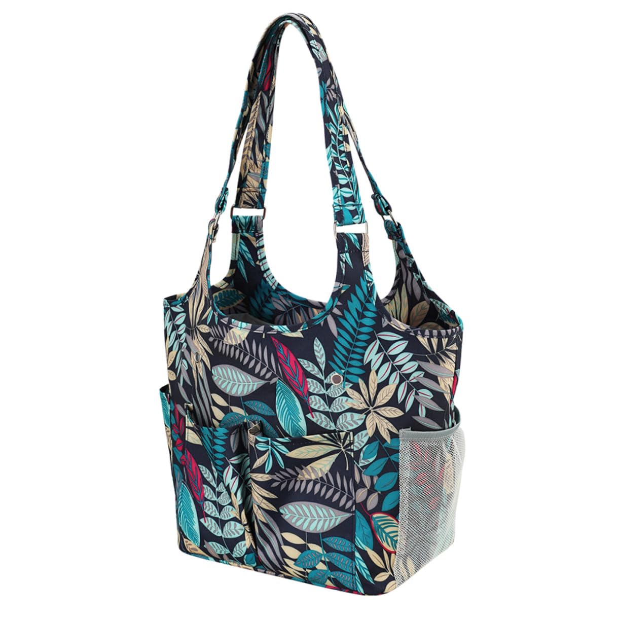 Bolsa de Almacenamiento para Tejer Oxford con Patrón de Azul Organizador Portátil para Ganchillos y Agujas Múltiples Compartimentos para Accesorios de Crochet y Punto