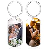 Custom Keychain with Picture, Personalized Keychain with Engraving Photo/Text for Dad, Mom