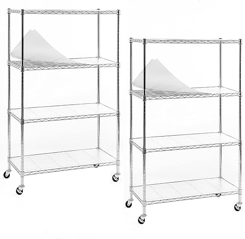 Miniatura 9 de EFINE Estanterías cromadas de 5 estantes y estante de almacenamiento sobre ruedas con forros de estantes juego de 5 certificado NSF estante