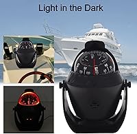 Vista 5 de Brújula marina navegación ligera LED compás automotriz electrónica pivotante para barco coche camión