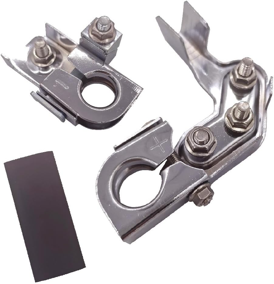 Positive & Negative Battery Terminal Clamp Set Compatible with Ford Super Duty F250 F350 F450 & Silverado 1500 2500 3500 Pickup Trucks Replace Positive 926-603 BT4Z-14450-SD & Negative BT4Z-14450-BA