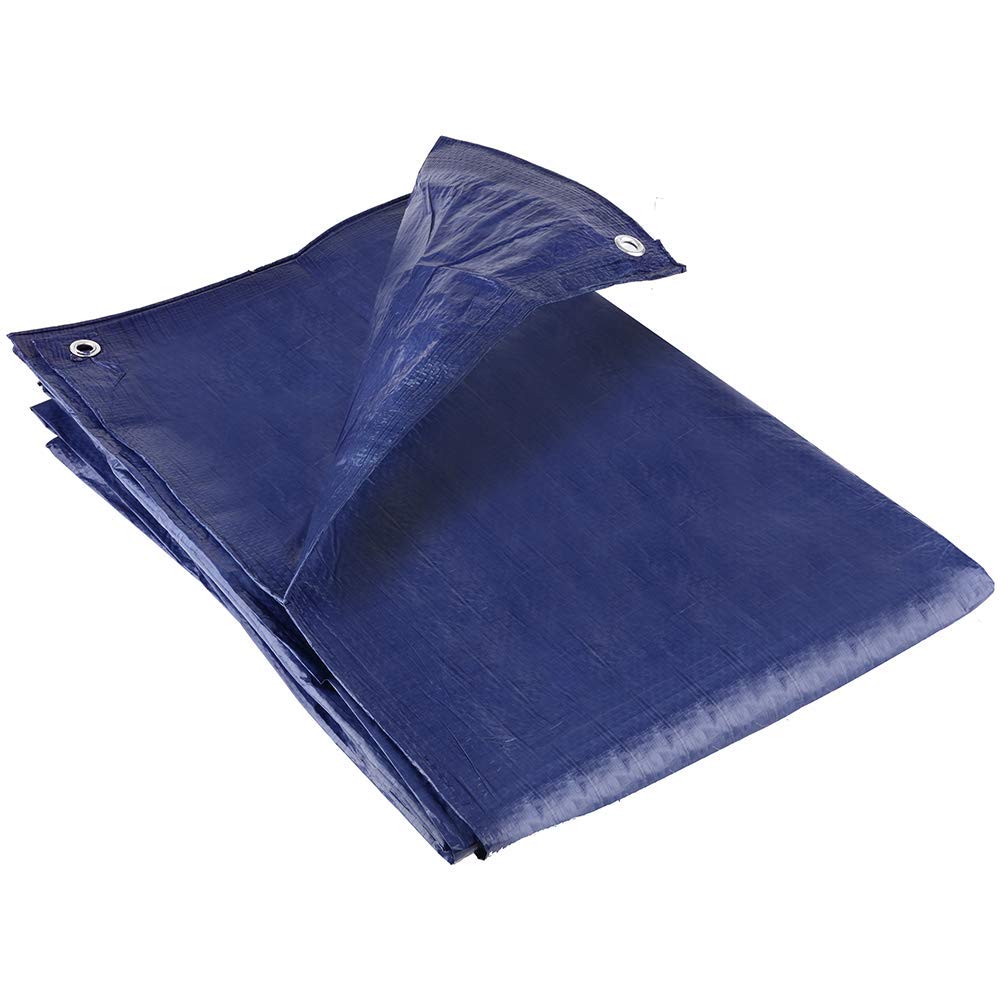 GroundMaster 80gsm Blue Economy Tarpaulin - Waterproof Outdoor Fishing Camping Ground Sheet Cover (4.5m x 6m (15ft x 20ft))