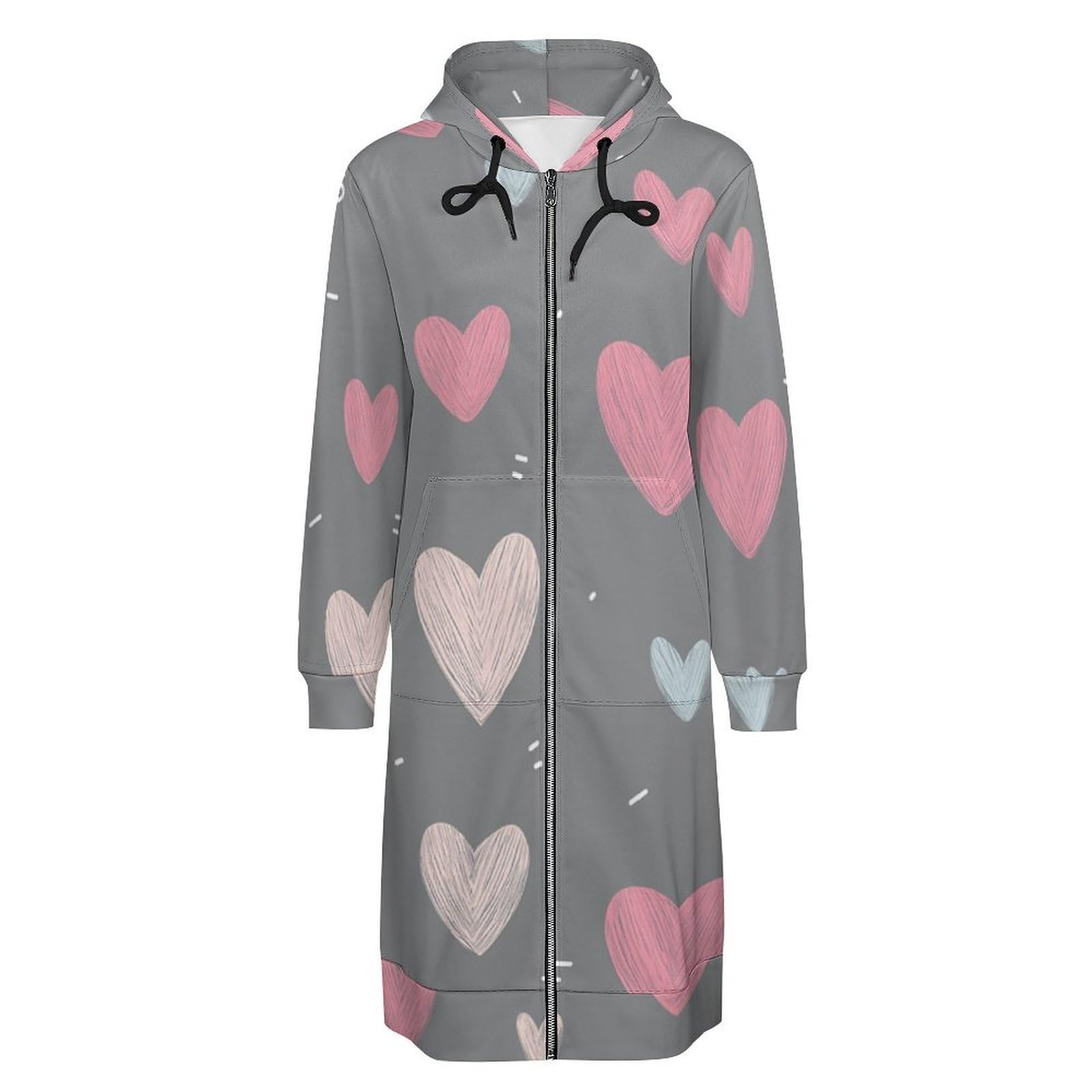 Felpa Donna con Zip Felpe Sportiva con Tasche E Cappuccio Motivo d'Amore Morbida Invernale Giacca Regolabile Confortevole per Uso Quotidiano Casual