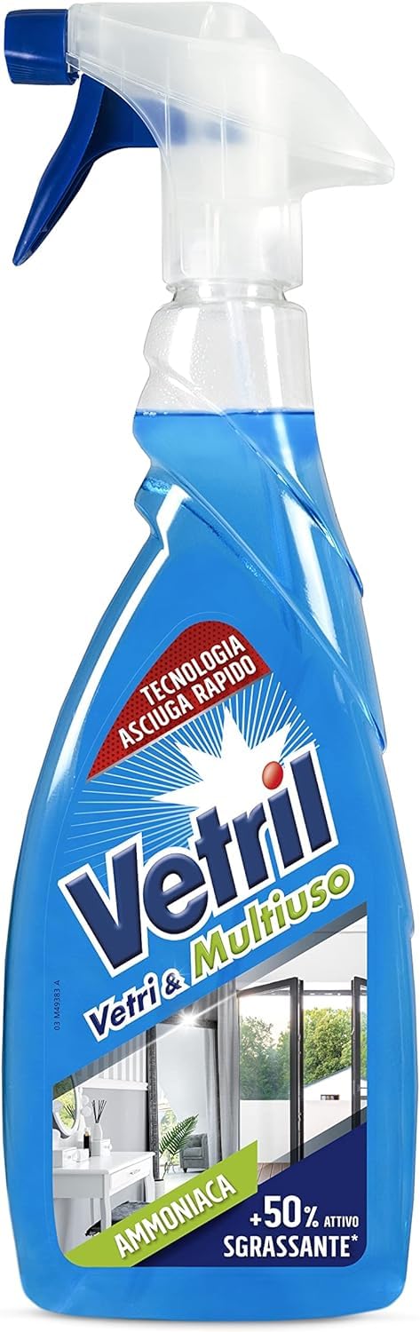 Vetril - Spray limpiador de superficies con amoniaco, efecto desengrasante y brillo sin rastros, 650 ml+ Italian Gourmet Polpa 400 g