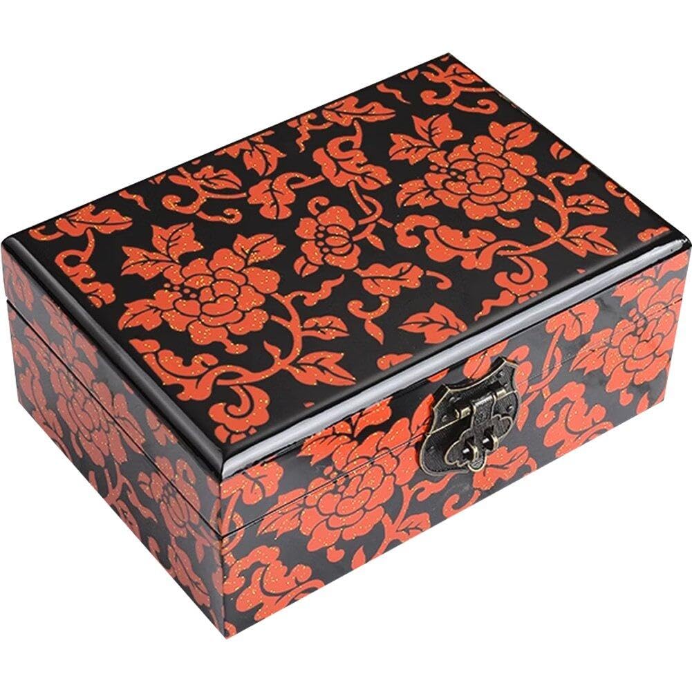 Boîte à bijoux en bois laqué artisanat chinois traditionnel luxe