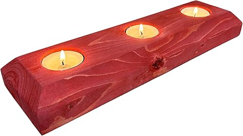 Miniatura 21 de Portavelas de madera para 3 velas de té, 12 pulgadas, decoración del hogar para exhibición de mesa (café expreso, cónico moderno)