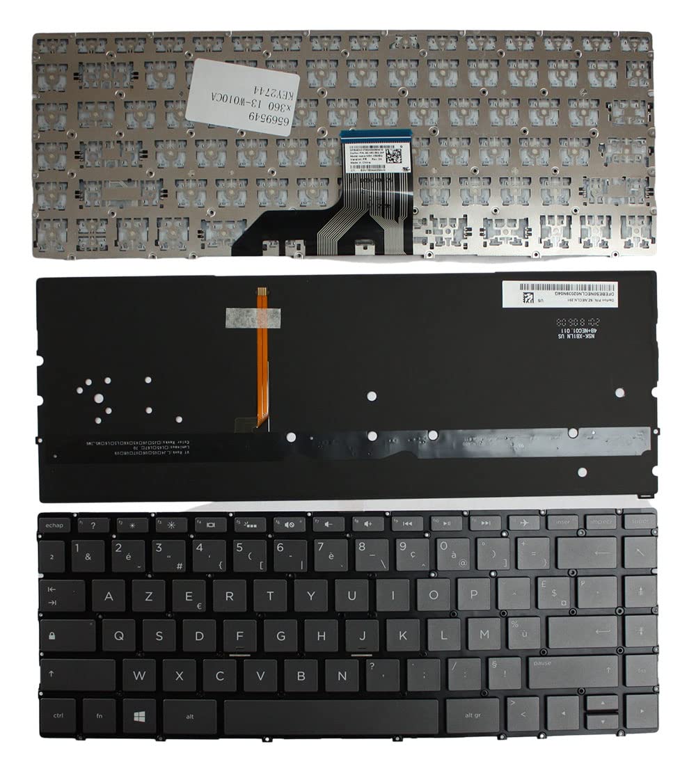 Clavier pour ordinateur portable de remplacement HP Spectre 13-w013TU AZERTY noir - 2