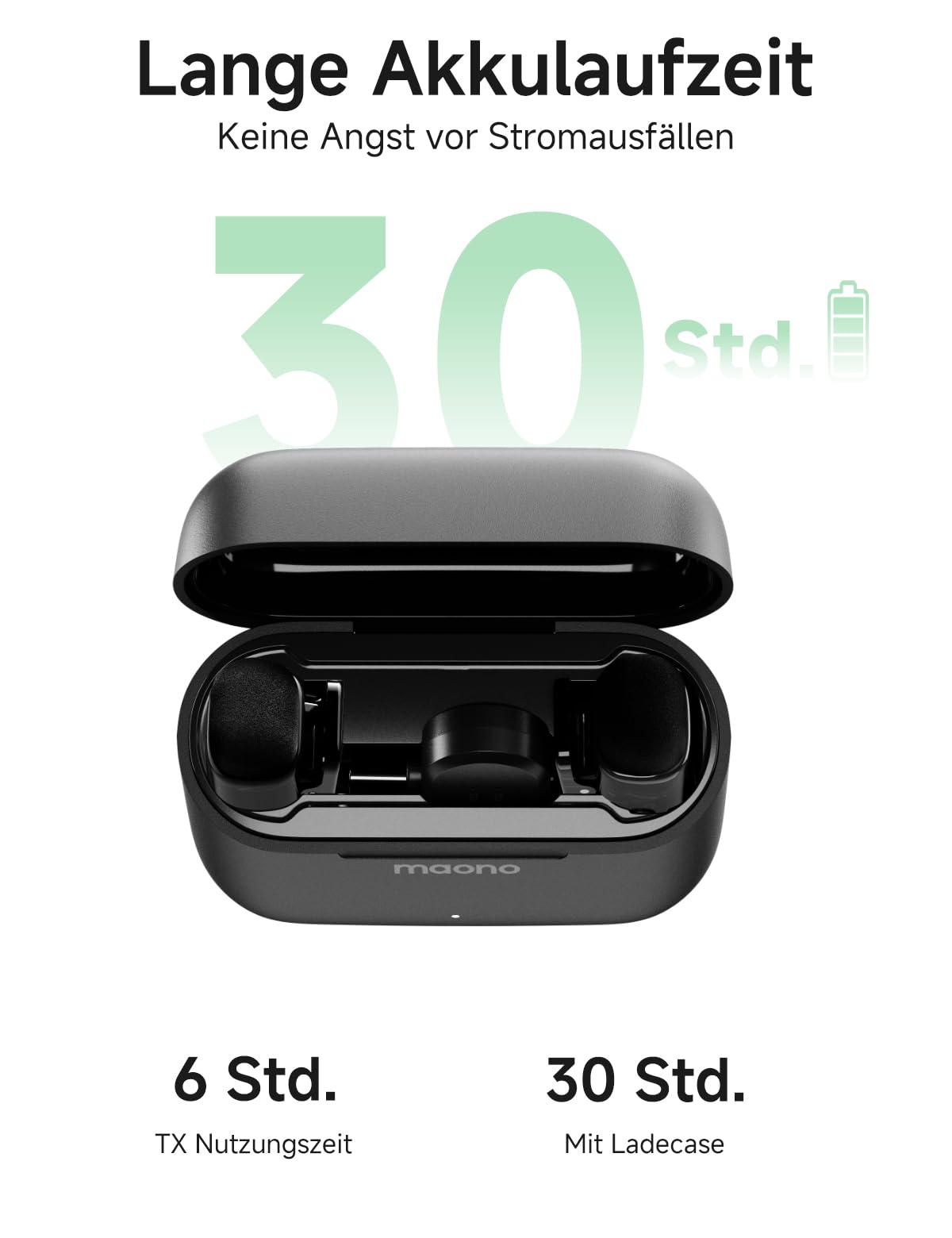 MAONO Kabelloses Handy Mikrofon - USB-C Wireless Mini Mikrofon für iPhone 17/16/15 Android, 4 Level Rauschunterdrückung, KI Stimmenwechsel, 30h Laufzeit, Mic für Vlog, YouTube, Aufnahmen, Wave T1 Mini