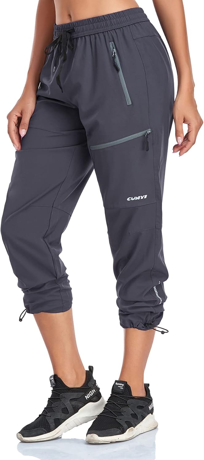CUNYI Women's Cargo Hiking Pants Outdoor Lightweight Quick Dry Water Resistant UPF 50+ with Zipper Pockets at  Women’s Clothing store