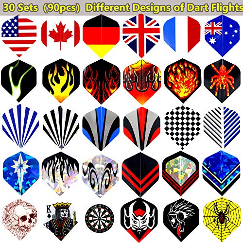 Roobeeo Dart Flights 30 Sets 90 Pcs Pet Laser Standard Dart Flights Durable Dart Flights For Soft Tip Darts And Steel Tip Darts Perfect Replacement Accessories For Dart Games #TOP1