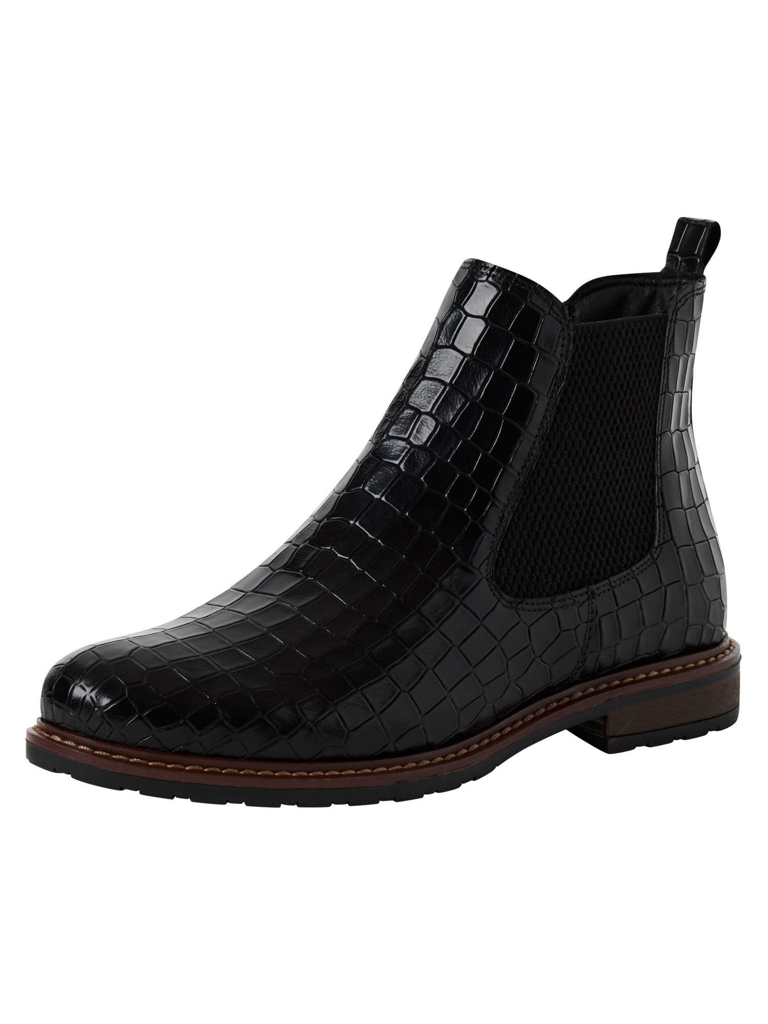 Tamaris Women's Ankle Boots, Women's Chelsea Boots, Comfort Lining, Touchit Footbed, Blk Lea Croco, 7.5 UK