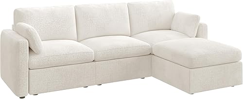 Miniatura 9 de HONBAY Sofá modular modular con asientos de almacenamiento, sofá modular en forma de L con almacenamiento, sofás seccionales de felpilla para sala