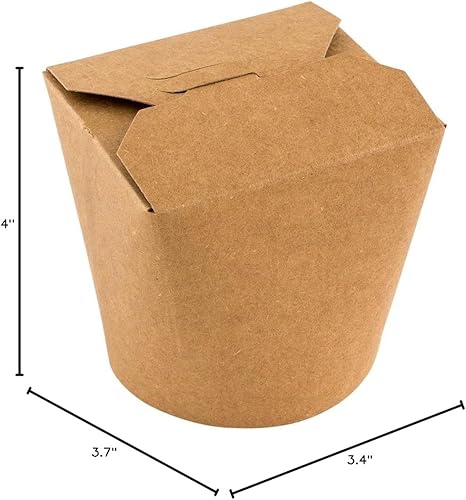 Miniatura 4 de Restaurantware Bio Tek - Recipientes de alimentos de 4 x 3.4 x 3.7 pulgadas, 200 cajas de fideos duraderas, papel kraft sostenible desechable, cajas