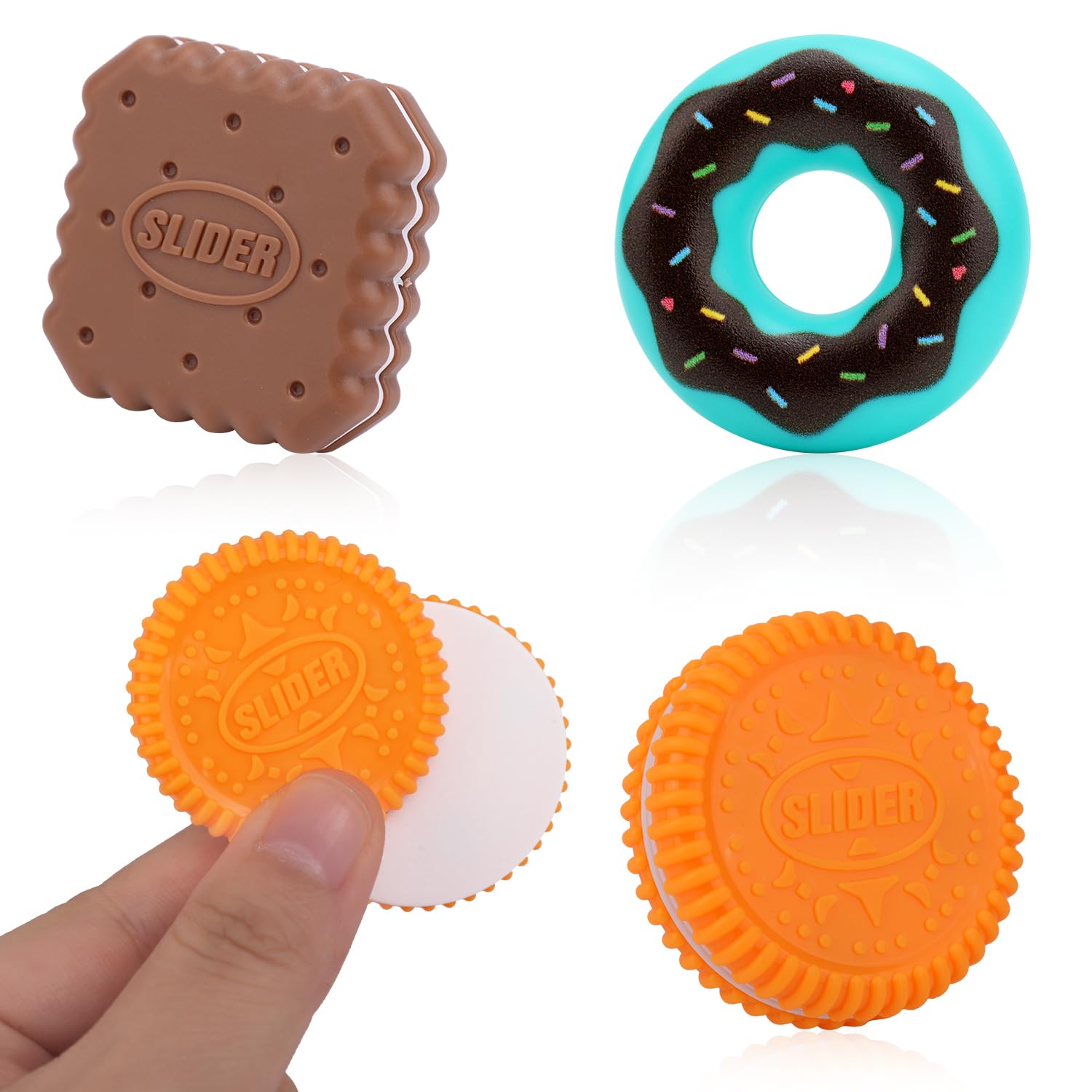 3pcs Food Magnetic Fidget Slider - Sensory Toy Coin Donut Push Slider for Adults, Teens & Kids