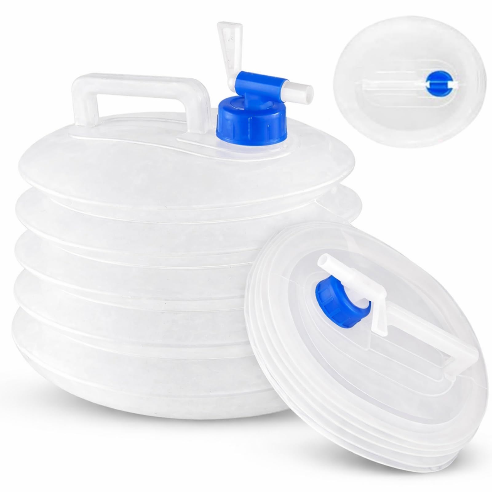 HOVUK 5L Collapsible Water Container with Tap Portable Foldable Water Carrier Camping Hiking Travel Water Storage Jug Compact Outdoor Water Dispenser Space Saving Design