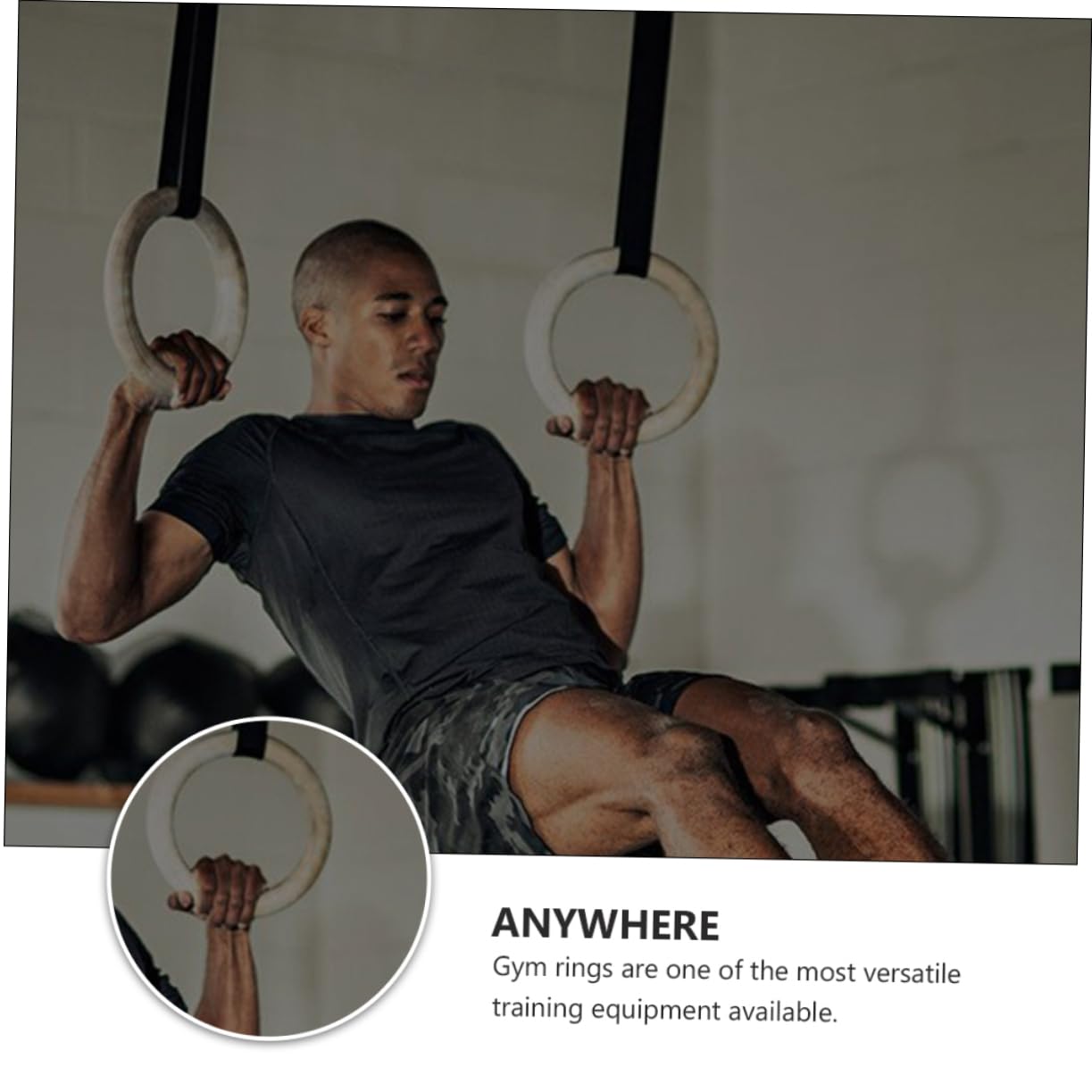 POPETPOP Birch Hanging Ring Exercise Training Set Gymnastics Rings for Home Park or Playground