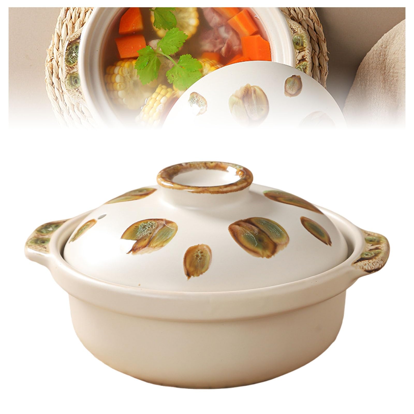 Cacerola de cerámica, resistente al calor, olla de arcilla japonesa, olla caliente aislada para el hogar y la cocina, ideal para cocinar lentamente y servir