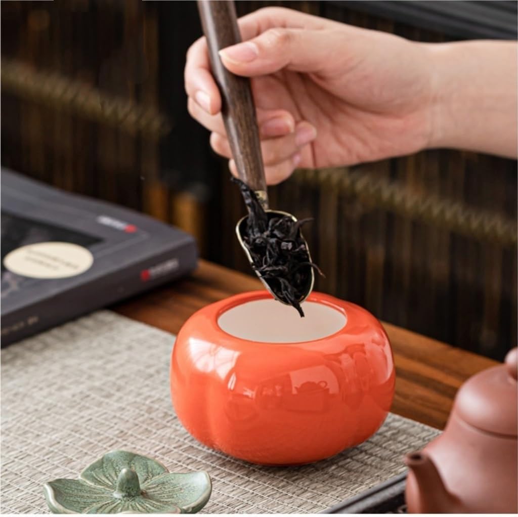 SONGCHAO Sugar Jar Ceramic Tea Storage Jar Everything Goes Well Small Candy Jar Persimmon Sealed Jar Kitchen Food Storage Jar Tea Canister (Color : B)