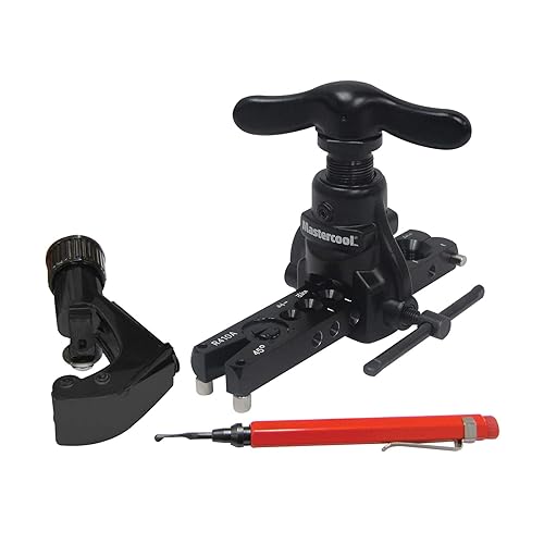 Mastercool 70058-A Eccentric Flaring Tool Kit – Includes Cutter, Reamer, and Tool – 1/4" to 3/4" Tubing – 45° SAE Flares – HVAC and Automotive