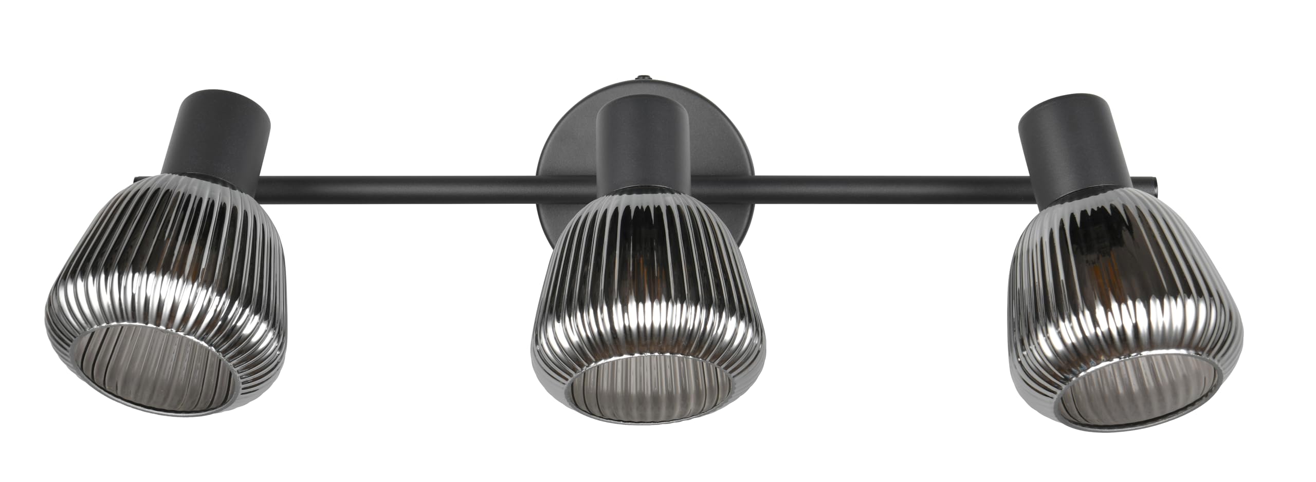 Trio Leuchten Tarifa 862800332 Spotlight Bar, Matt Black Metal, Glass Chrome Spray, Excluding 3X E14