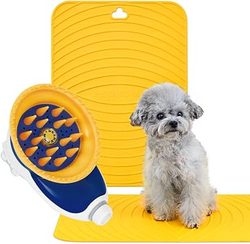 [PETHROOM] Premium Non-Slip Dog Bath Mat & Pet Relaxing Grooming Brush Scrubber Shower Wash Head Attachment for Dogs and Cats