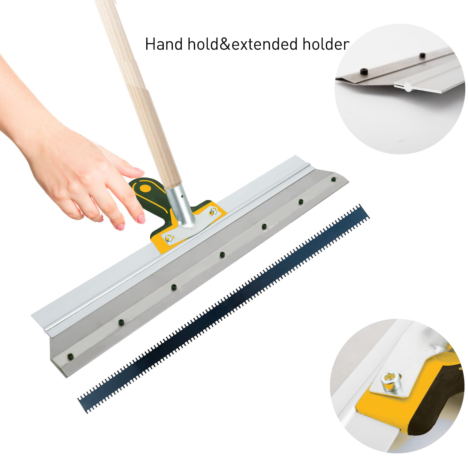 Herramienta de cemento autonivelante, raspador de acero inoxidable de 22 pulgadas, herramienta de pintura de suelos epoxi, cemento, hormigón, rastrillo autonivelante, herramientas de construcción